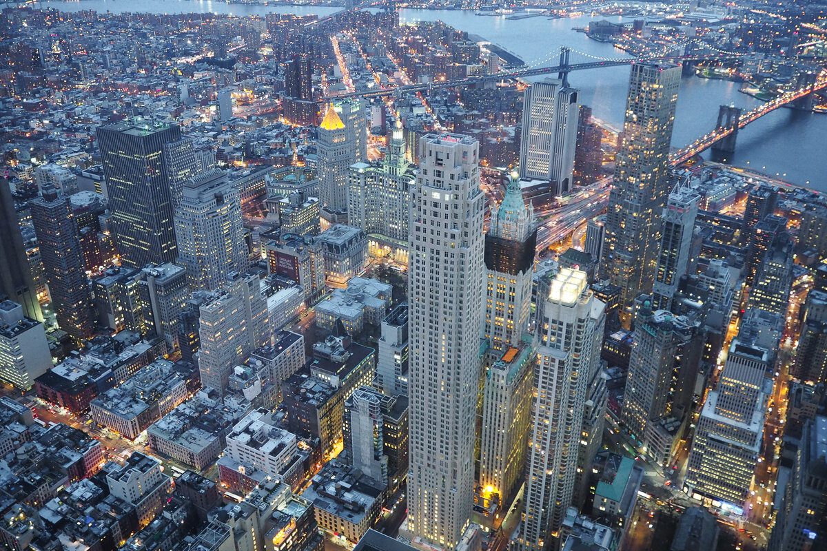 Vue sur le Financial District depuis le One World Observatory