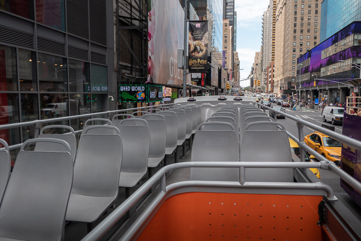 Sièges du bus touristique de New York