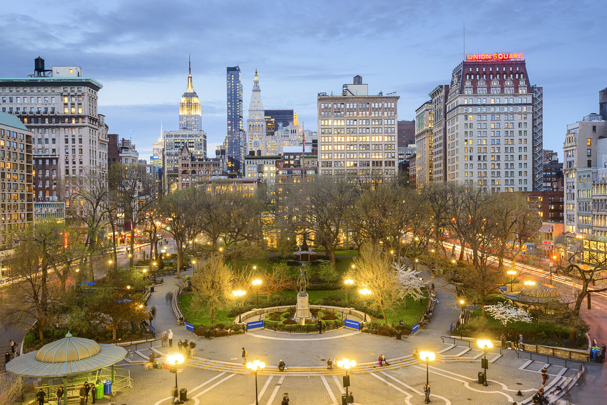 Union Square à New York en soirée