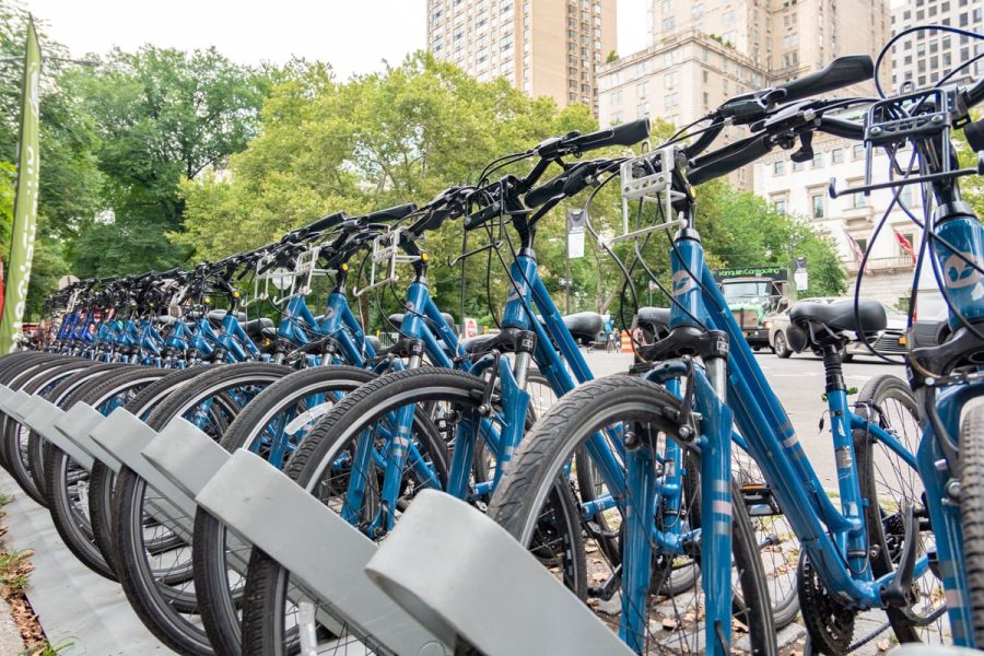 Alignement de vélos en location à Central Park