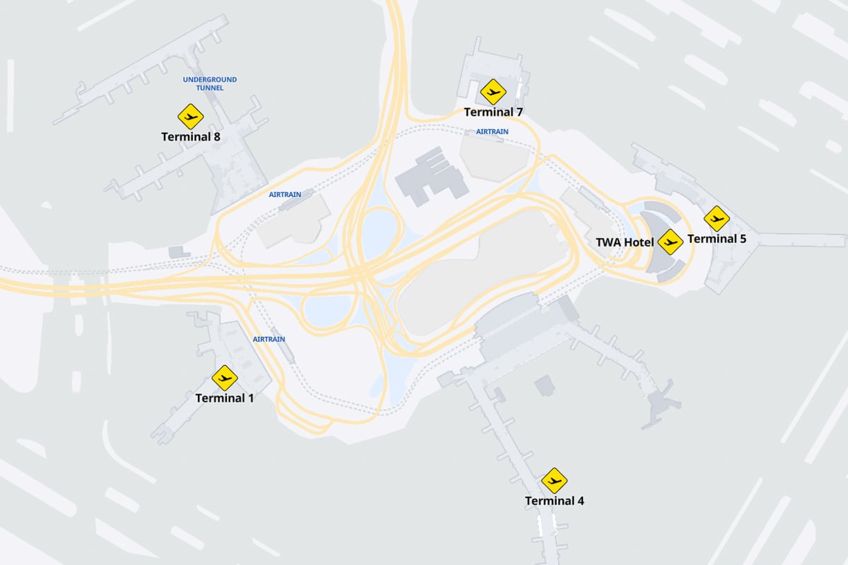 Plan des terminaux de l'aéroport JFK