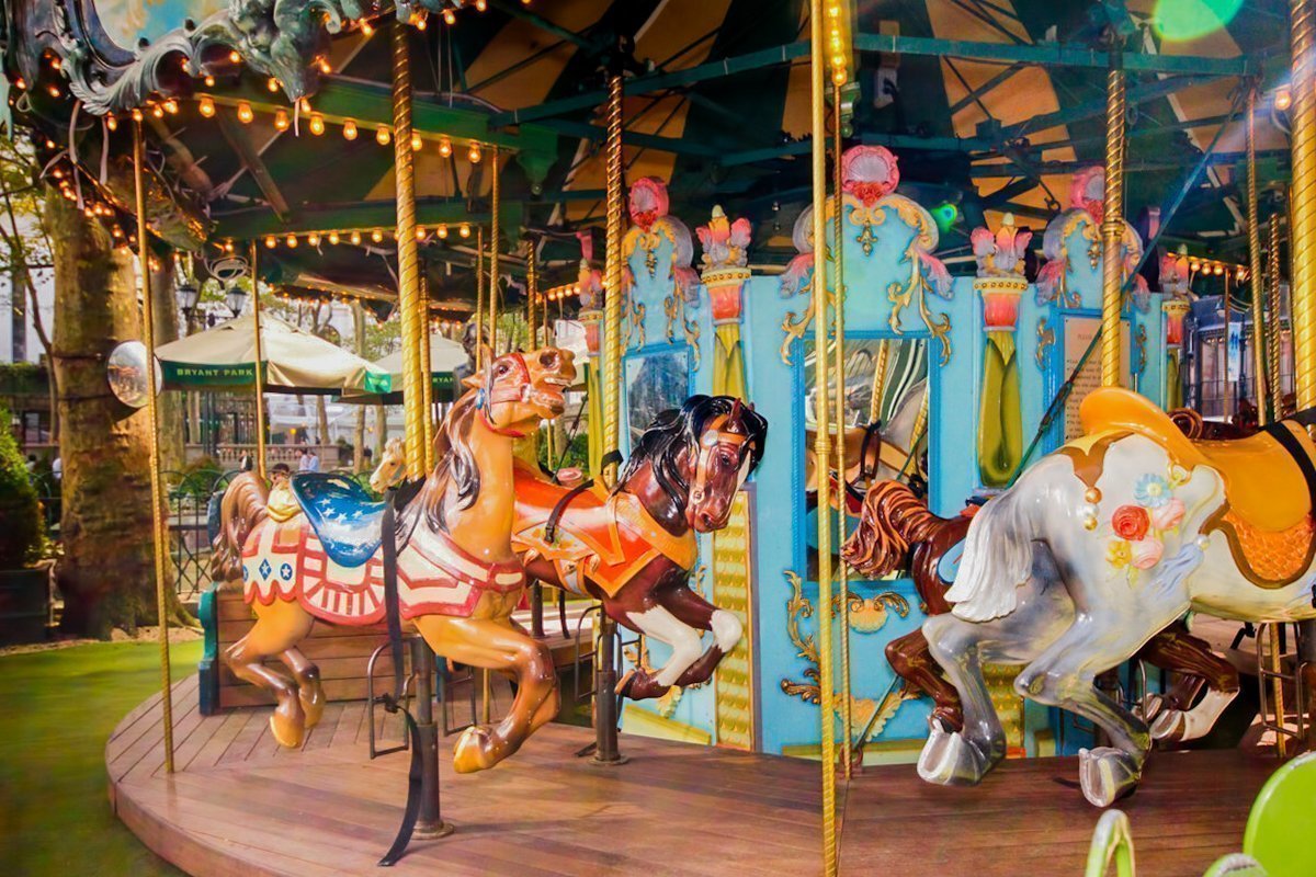 Colorful carousel in New York City's Bryant Park