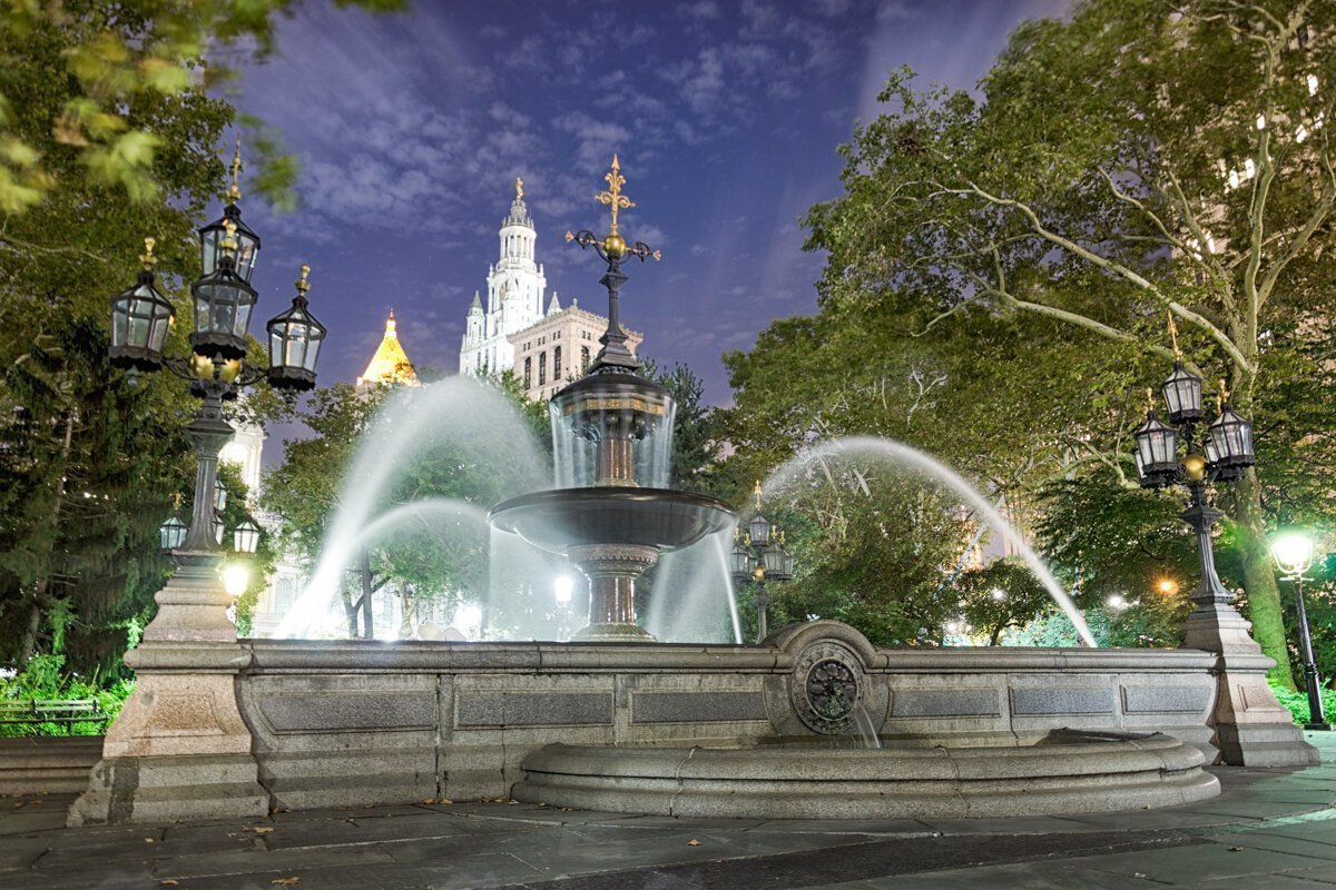 fontaine-nuit-city-hall-park