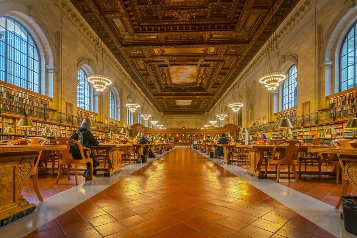 The main reading room of the New York Public Library