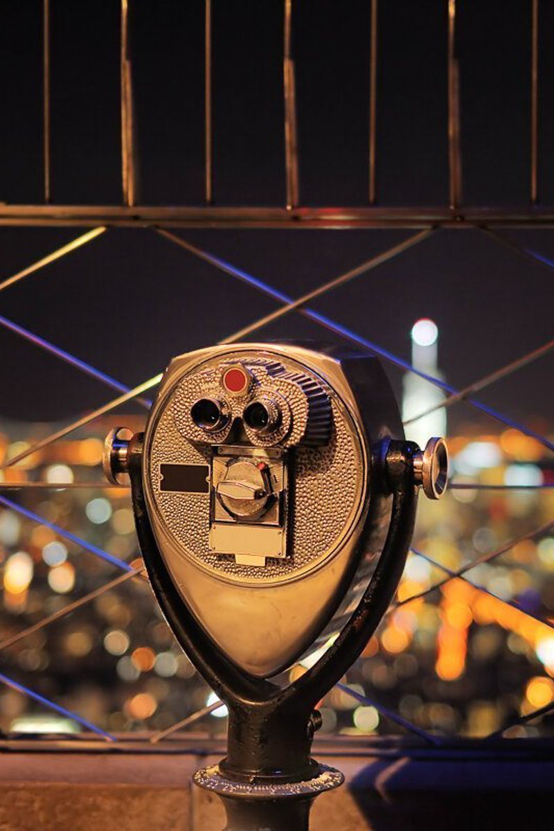 Binoculars looking down to the New York City at night
